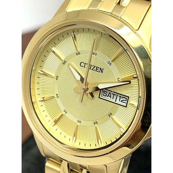 Citizen Women's Watch EQ0603-59P Quartz Gold Dial Day Date Steel Petite 28mm - Picture 1 of 14